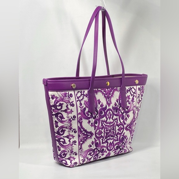 Dolce&Gabbana Majolica-Print Canvas Shopping Tote Bag - Picture 8 of 16
